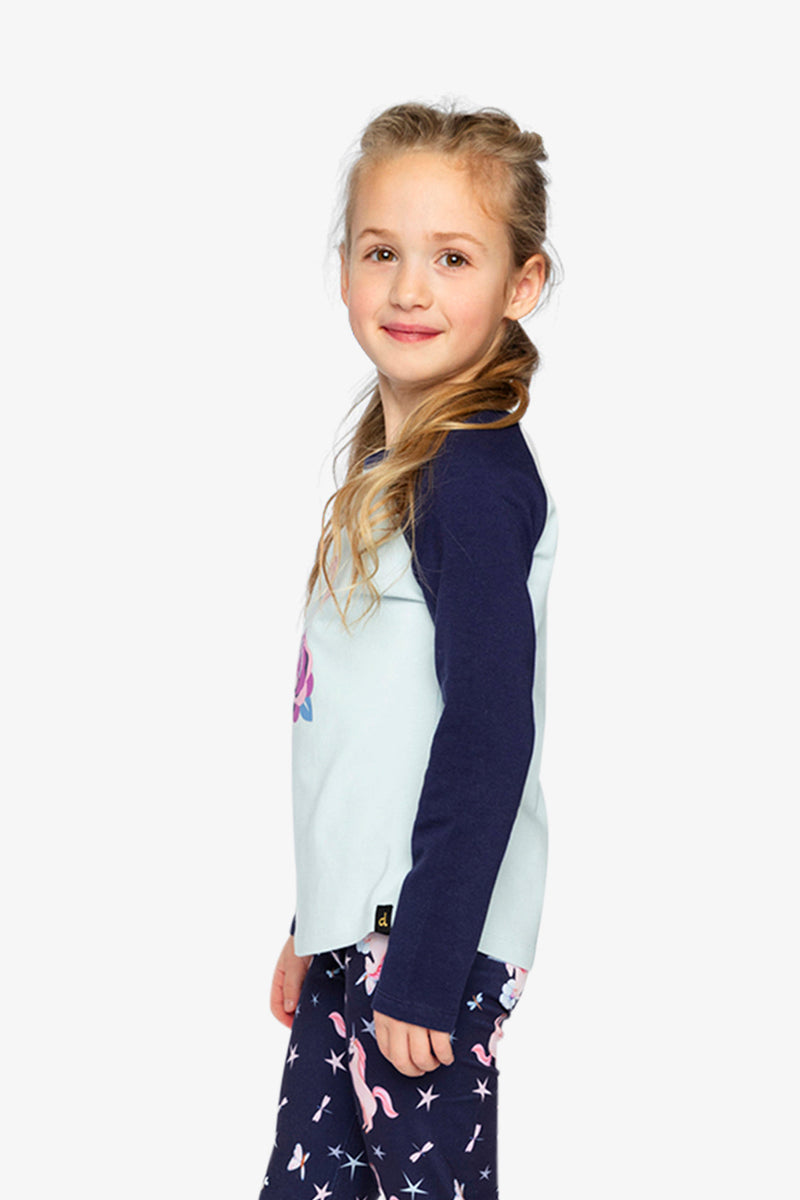 Raglan Organic Cotton T-Shirt Dark And Pale Blue