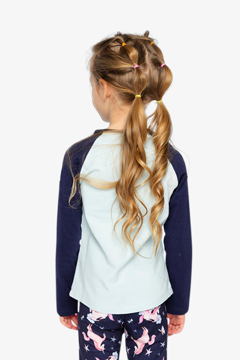 Raglan Organic Cotton T-Shirt Dark And Pale Blue