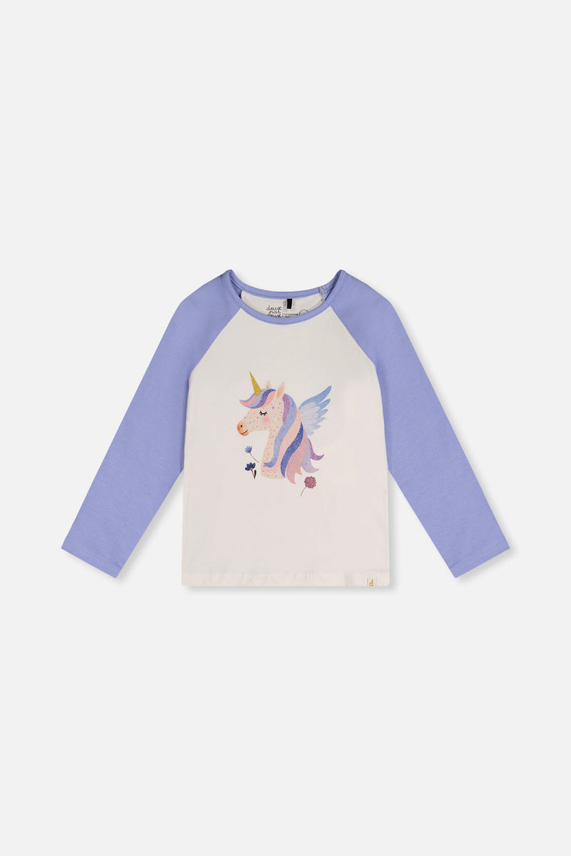 Raglan Organic Cotton T-Shirt Violet And Off-White