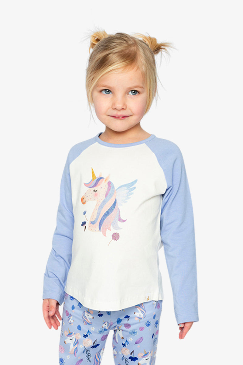 Raglan Organic Cotton T-Shirt Violet And Off-White