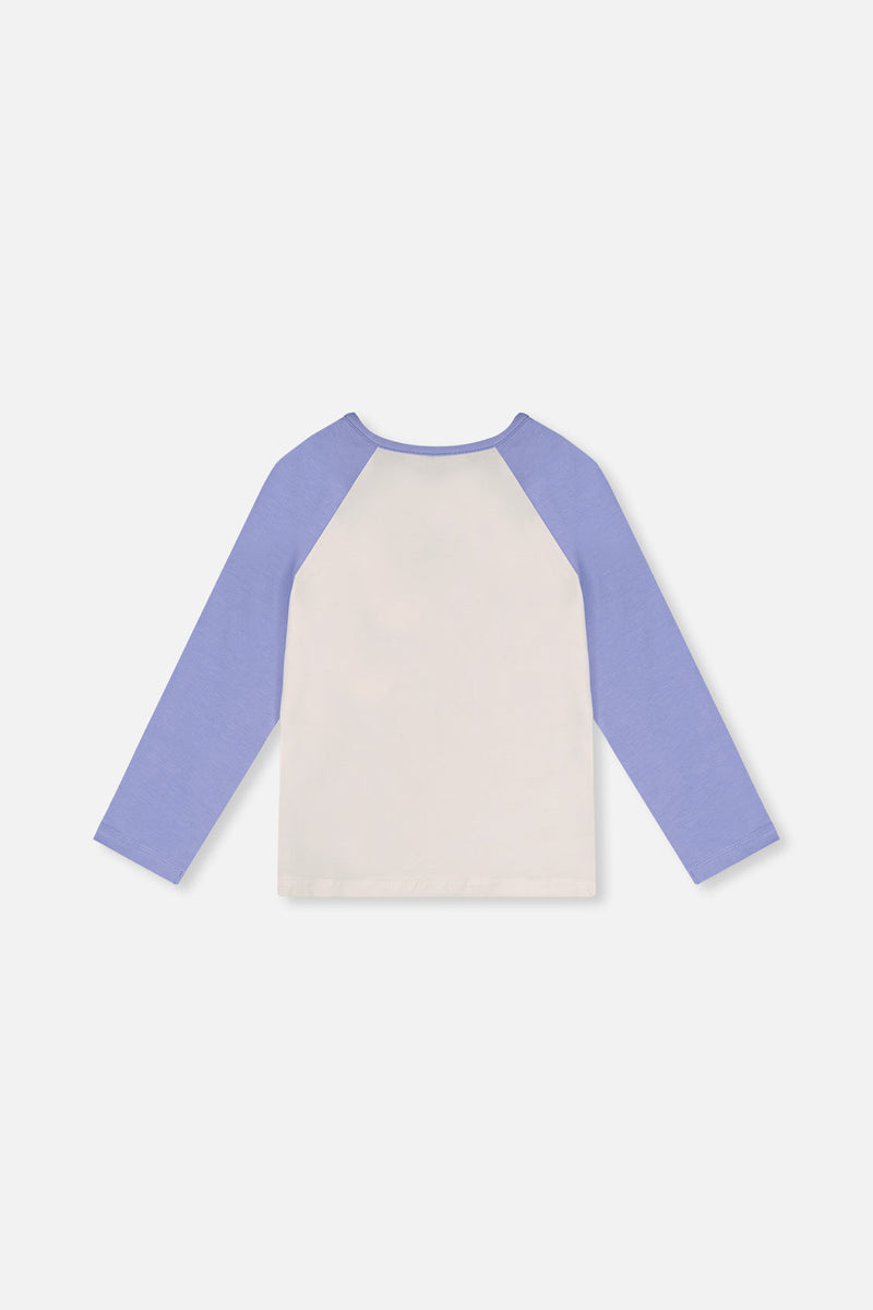 Raglan Organic Cotton T-Shirt Violet And Off-White