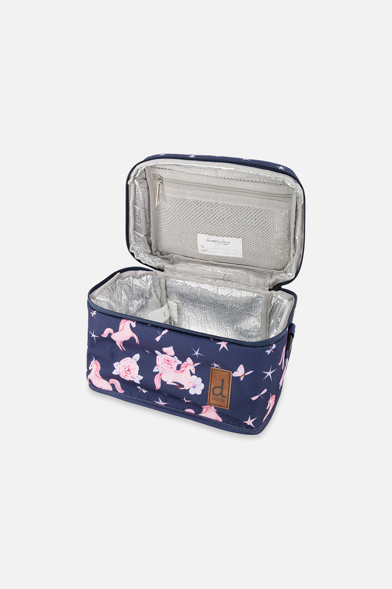 Lunch Box Navy Unicorn Print