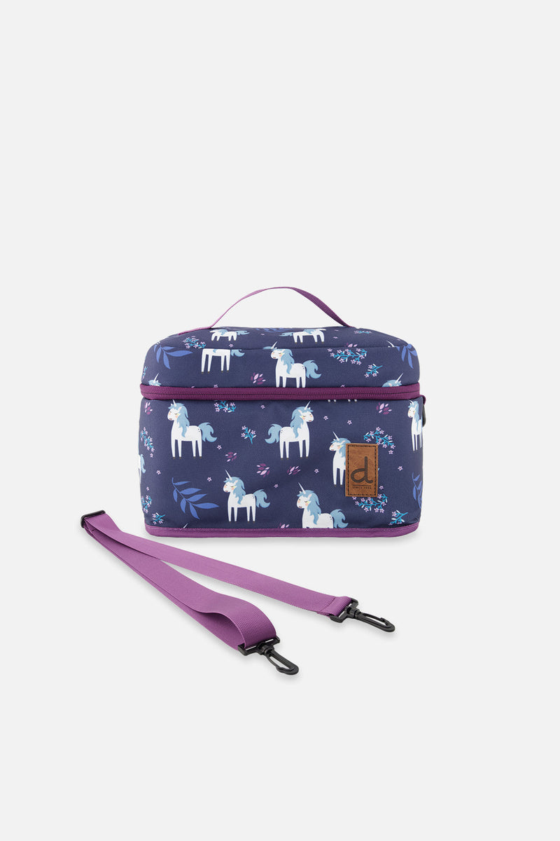 Lunch Box Blue And Purple Unicorn Print