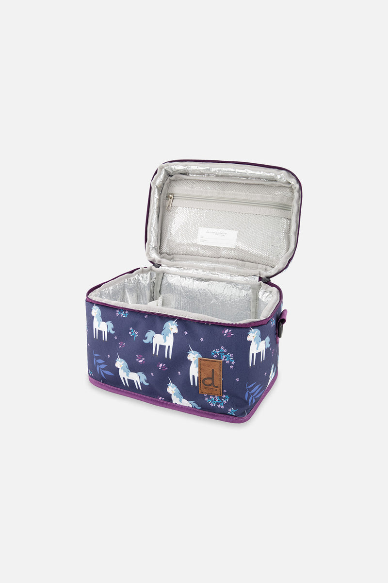 Lunch Box Blue And Purple Unicorn Print