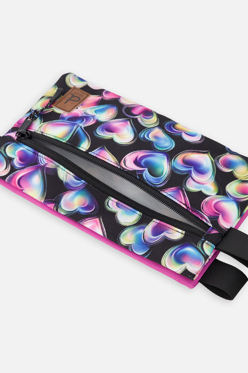 Pencil Case Black Printed With Hearts