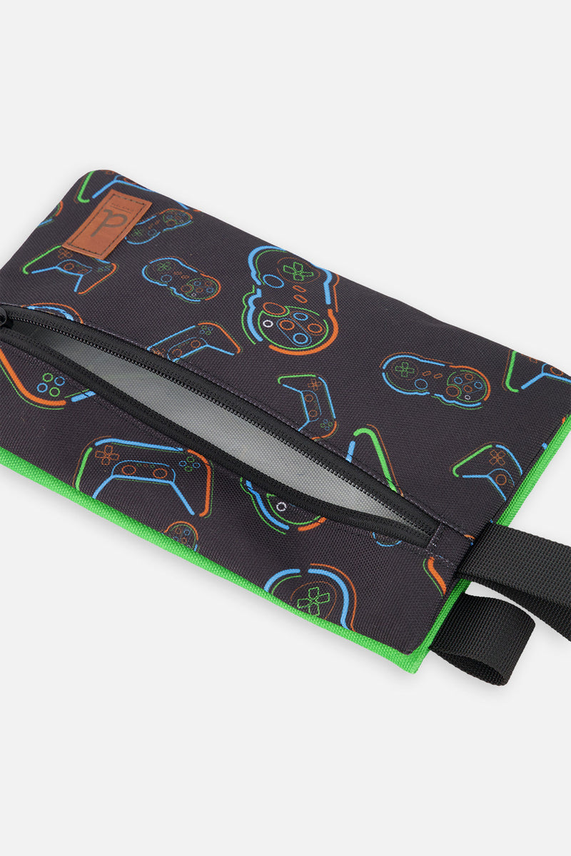 Pencil Case Black Printed Controller