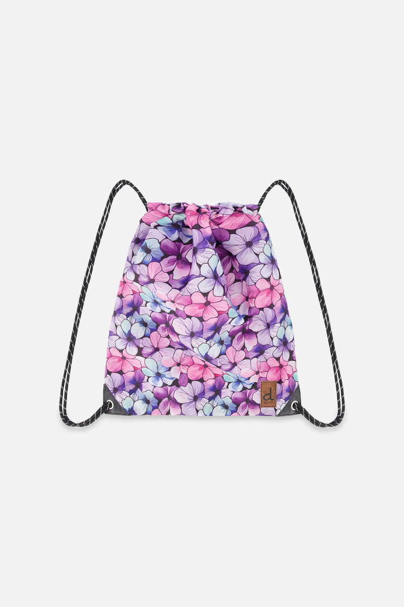 Drawstring Bag Black Floral Print