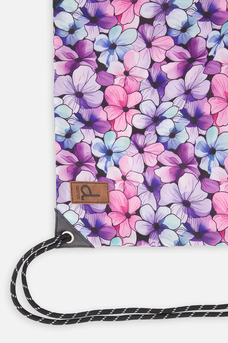 Drawstring Bag Black Floral Print
