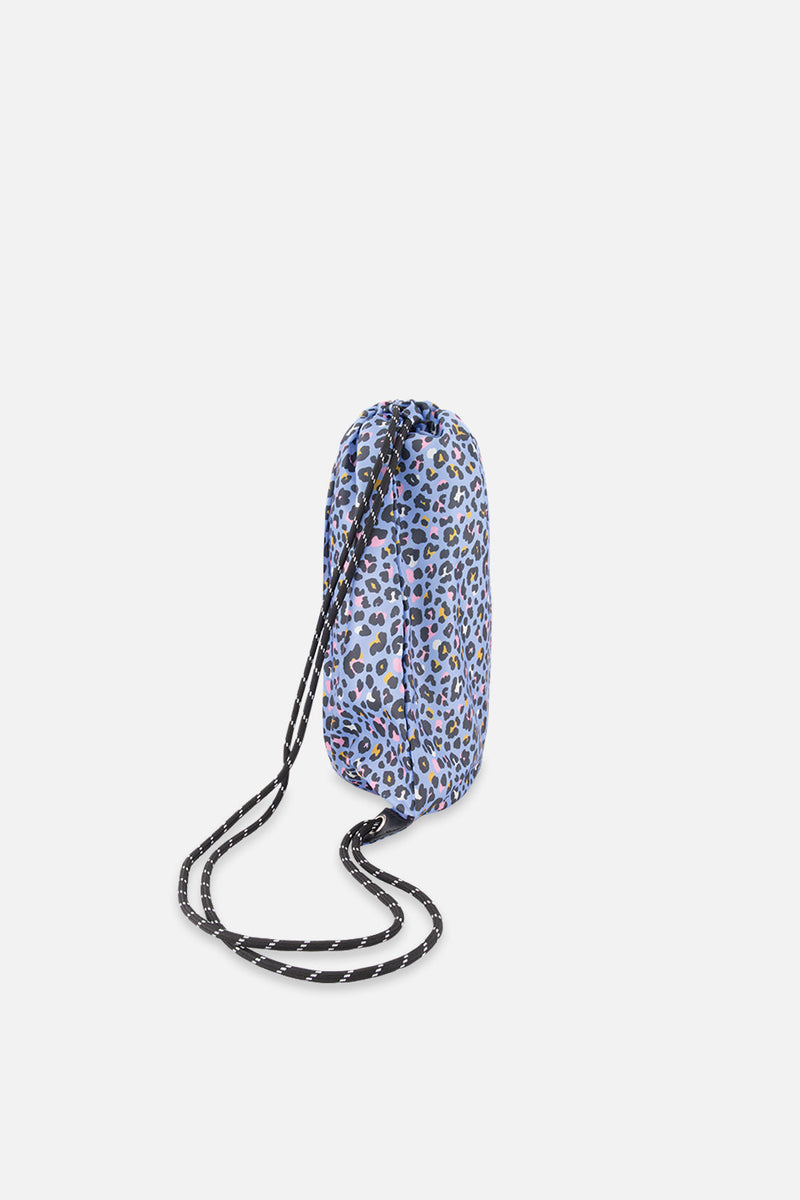 Drawstring Bag Blue Leopard Print