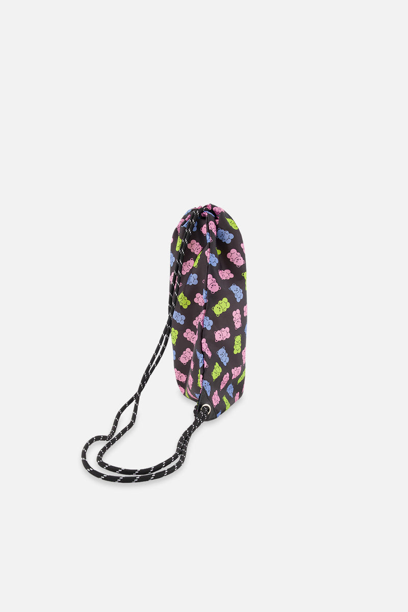 Drawstring Bag Black Printed Gummy Bears
