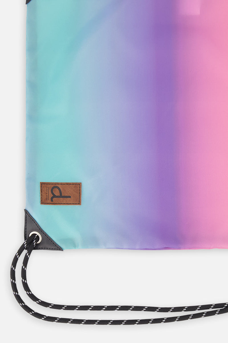 Drawstring Bag Blue And Mauve Gradient
