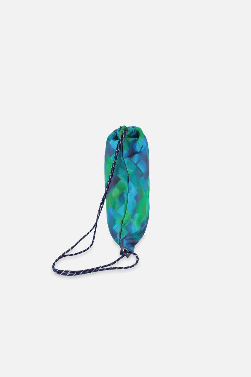 Drawstring Bag Blue Diamond Print