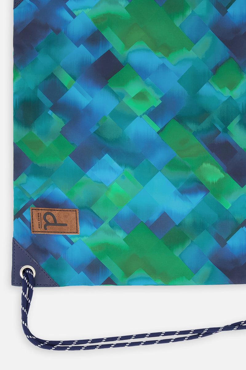 Drawstring Bag Blue Diamond Print