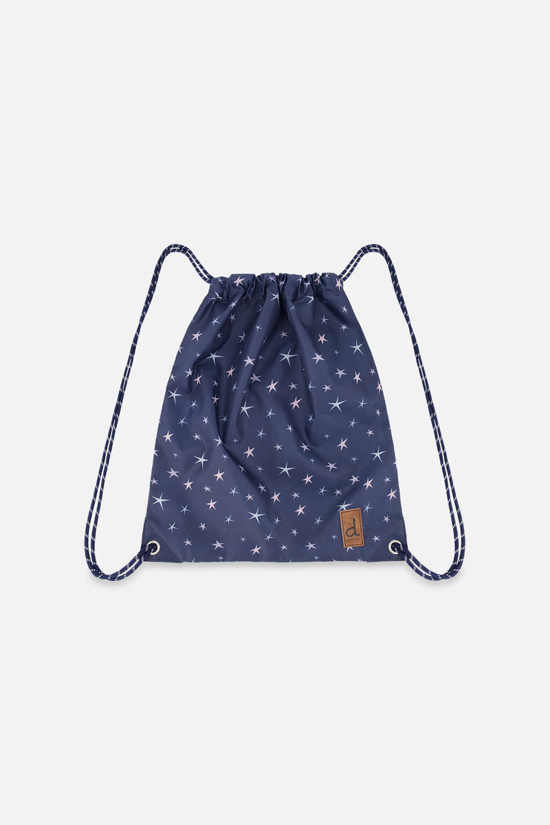 Drawstring Bag Navy With Star Print