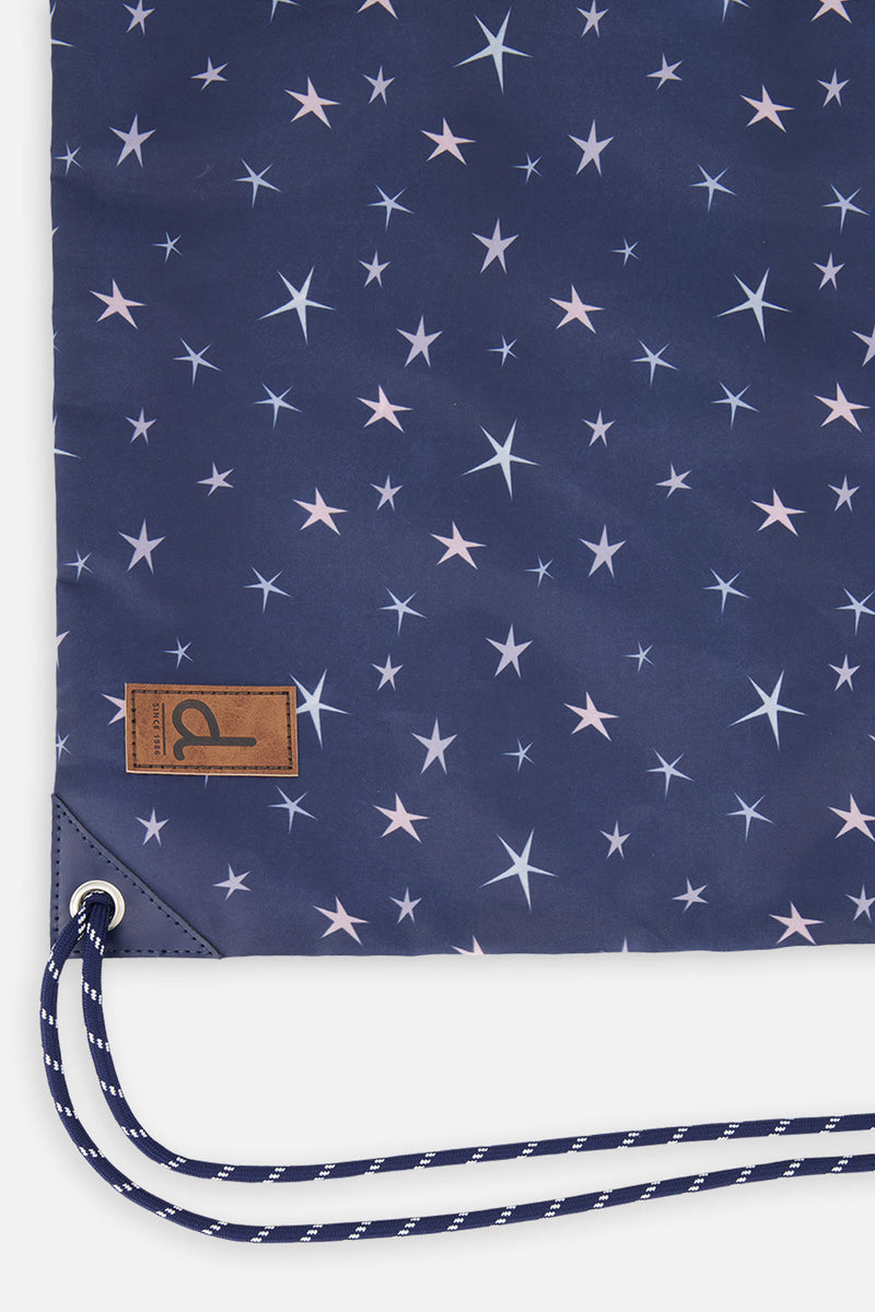 Drawstring Bag Navy With Star Print