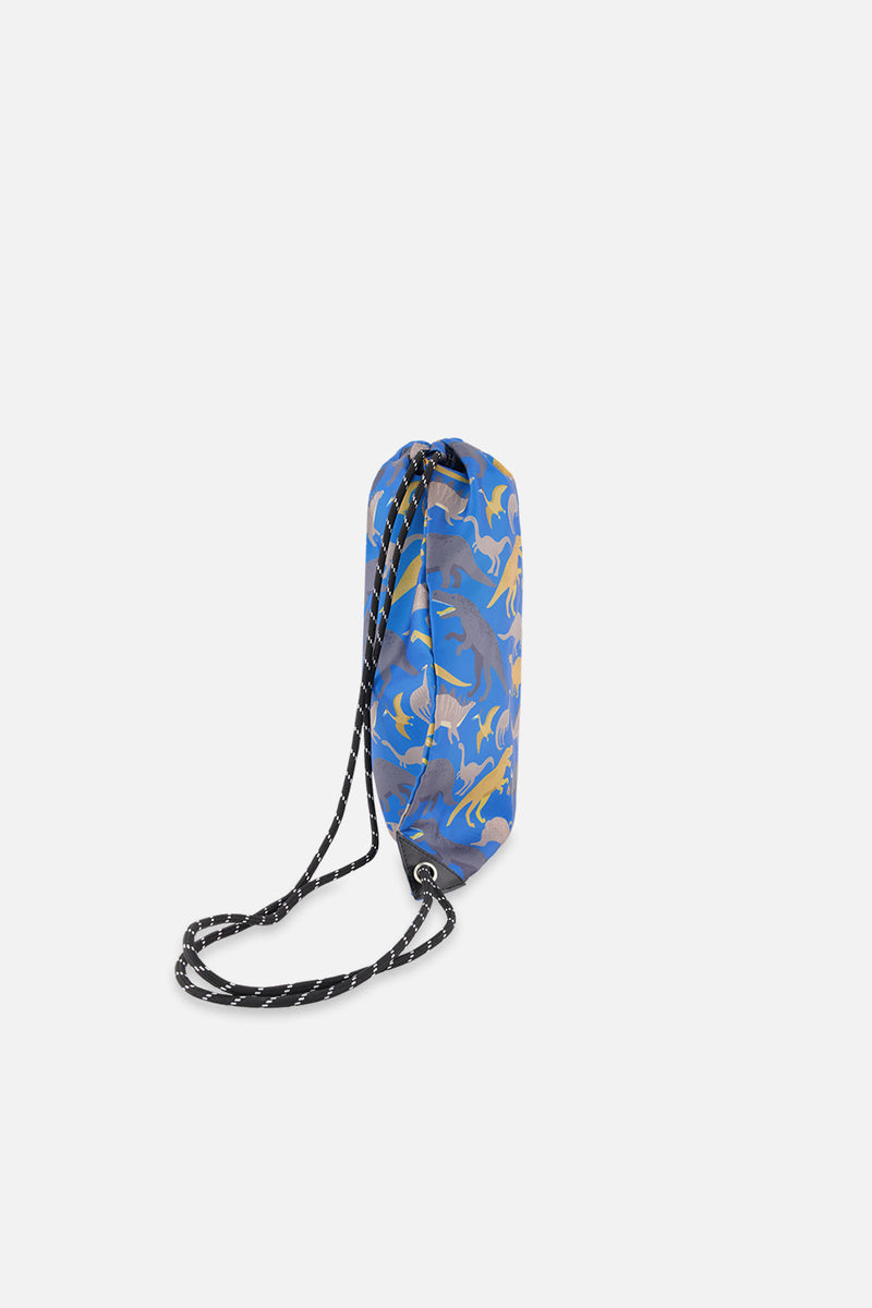 Drawstring Bag Blue Dinosaur Print