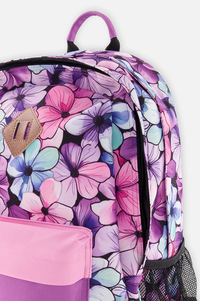 Kids Backpack Black Floral Print