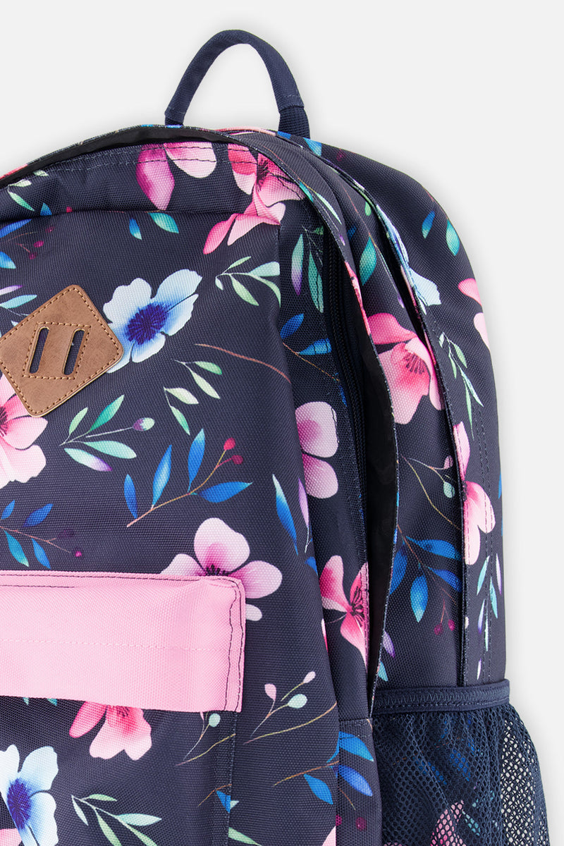 Kids Backpack Blue Floral Print