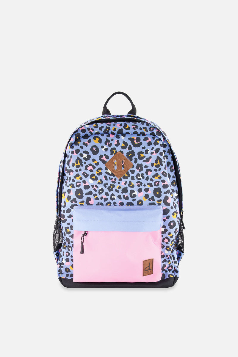 Kids Backpack Blue Leopard Print