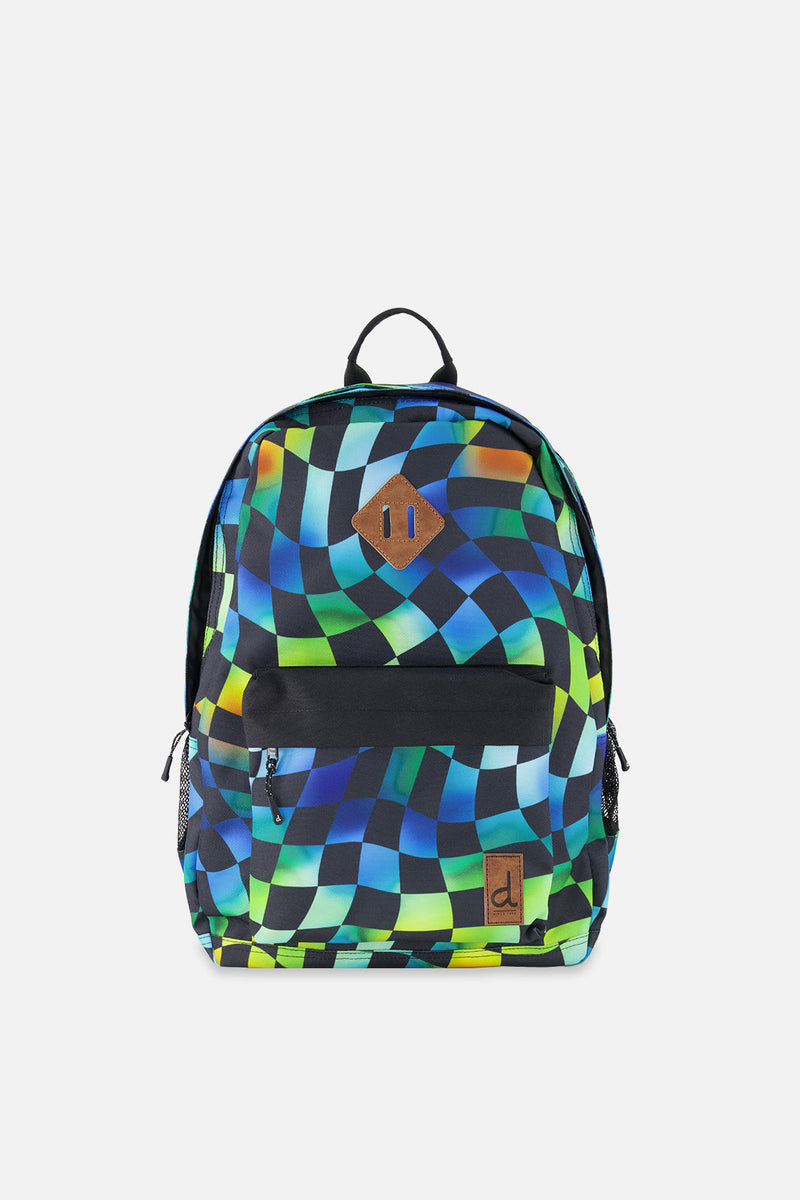 Kids Backpack Blue Checkered Print