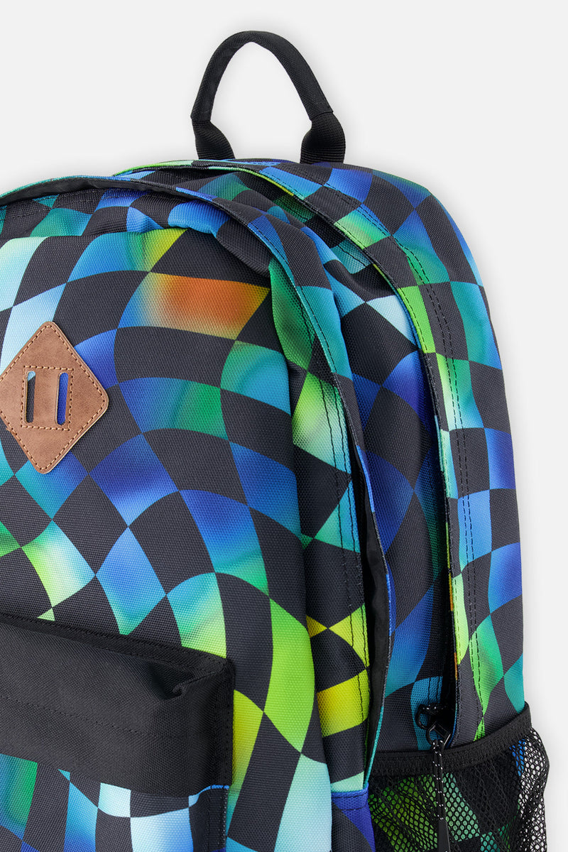 Kids Backpack Blue Checkered Print