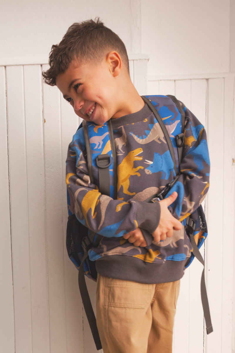 Kids Backpack Blue Dinosaur Print