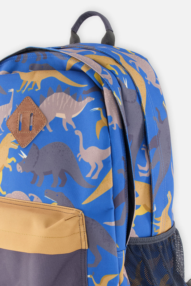 Kids Backpack Blue Dinosaur Print