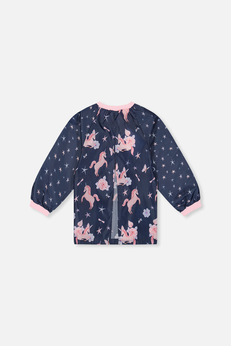 Apron Navy Unicorn Print