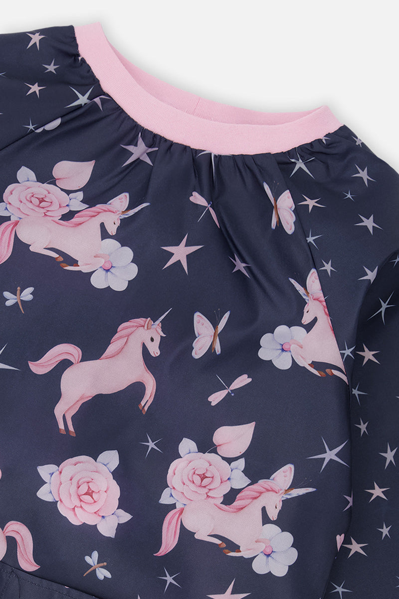 Apron Navy Unicorn Print