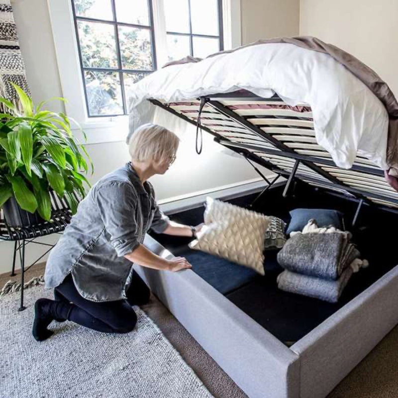 Justin King Storage Bed - Stone