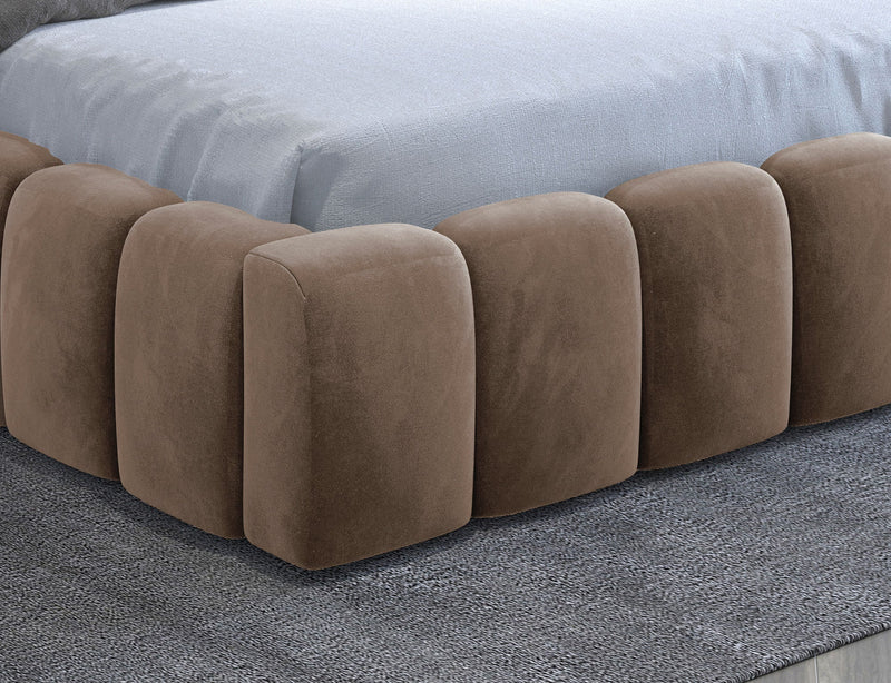 Lamica Upholstered LED Storage Platform Bed - Beige