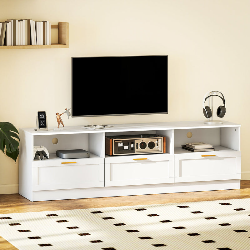 Dallas Modern TV Stand with Storage Drawers for TVs up to 85"-White