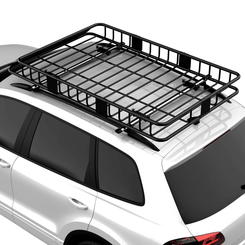 HOMCOM Adjustable 64"/43" x 39" Car Roof Rack Universal Rooftop Cargo Carrier with U-bolts 220 lbs Load Capacity