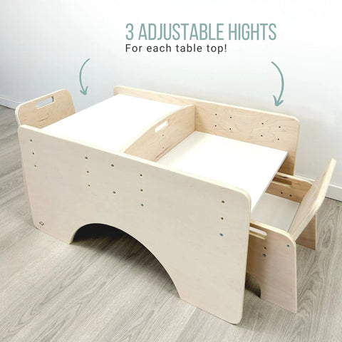 PAPAYA DOUBLE - Adjustable Montessori Table & Chair Set for Two
