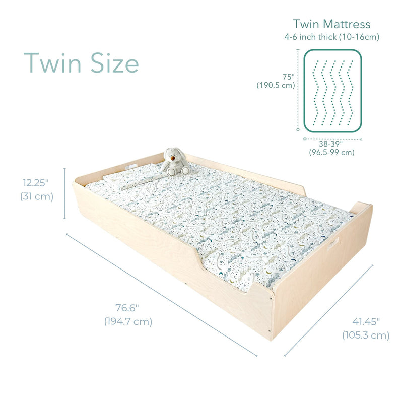 APPLE TWIN - Montessori Floor Bed with Rails