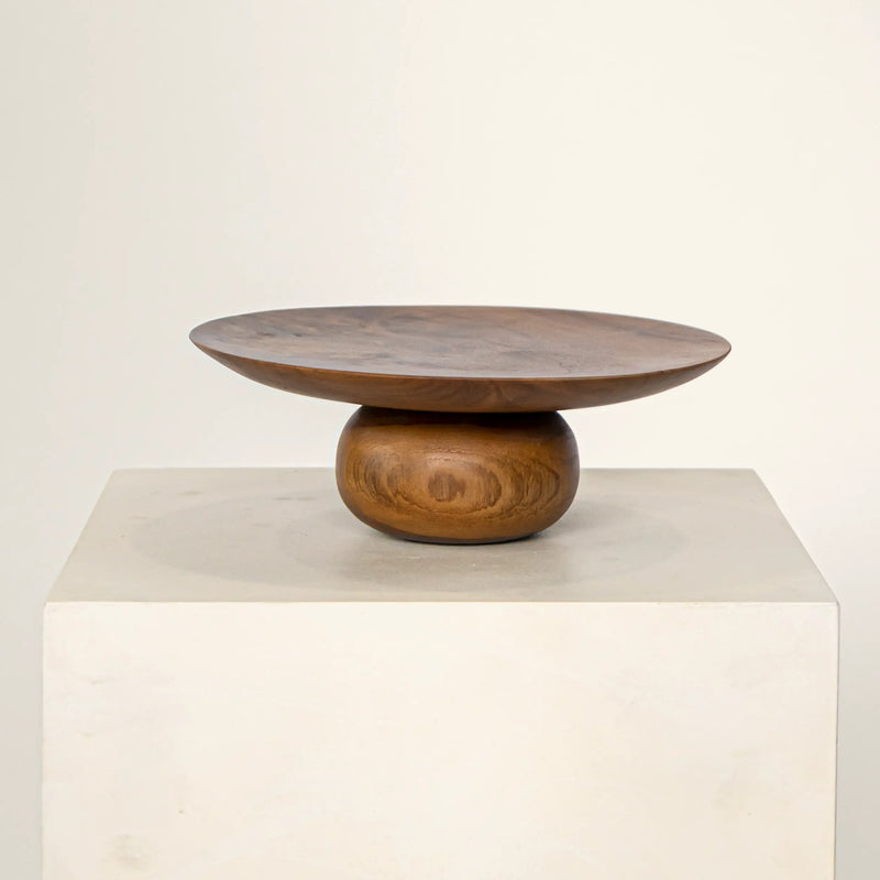 Plateau à gâteau en bois de teck