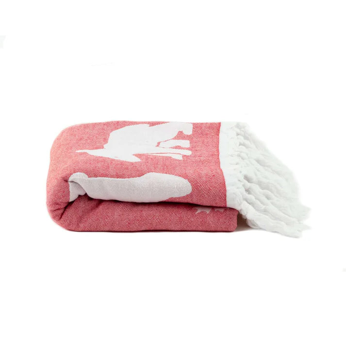 Pomp & Sass Towel | Bear in red and white - Home & Well 