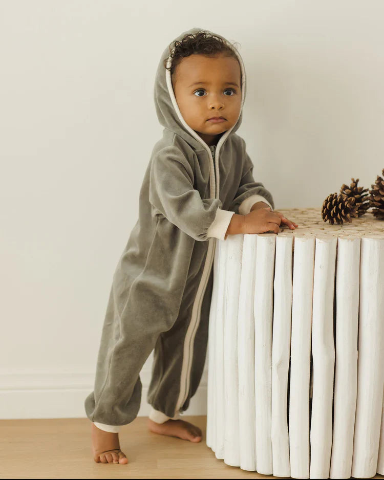 Velour Zip Jumpsuit | Forest | Quincy Mae