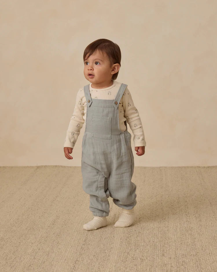 Ribbed Bodysuit, 2 Pack | Steel Blue  Micro Stripe, Owls | Quincy Mae
