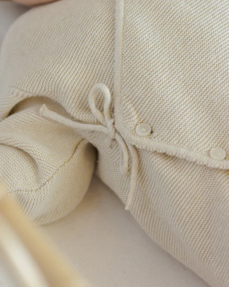 Wrap Knit Footie | Heathered Natural | Quincy Mae