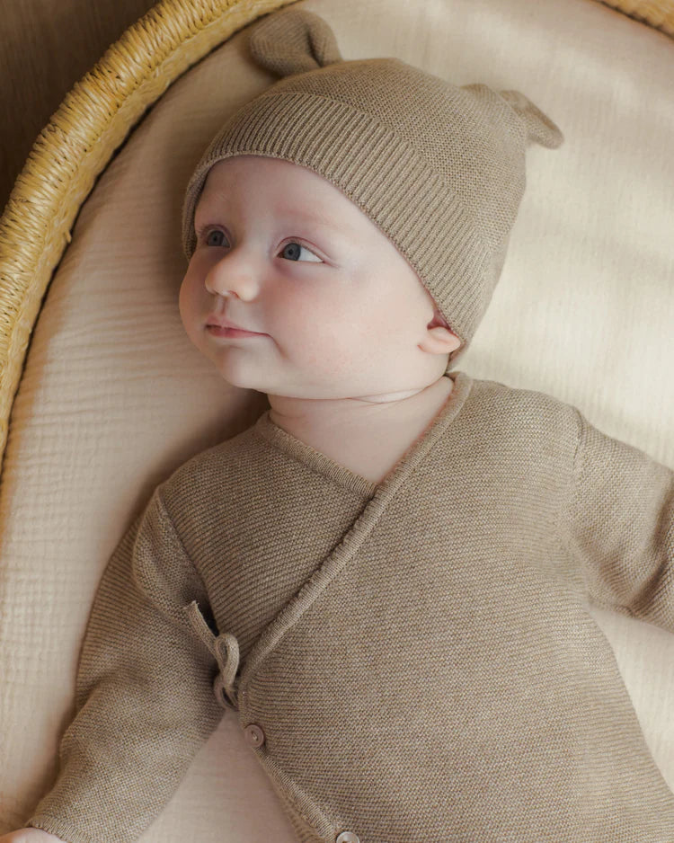 Baby Bear Beanie | Heathered Mocha | Quincy Mae