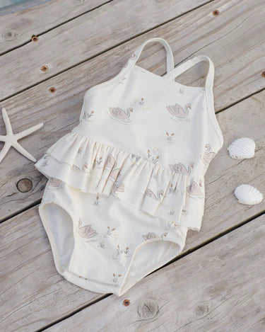 Ruffled One-Piece Swimsuit | Swans | QUINCY MAE