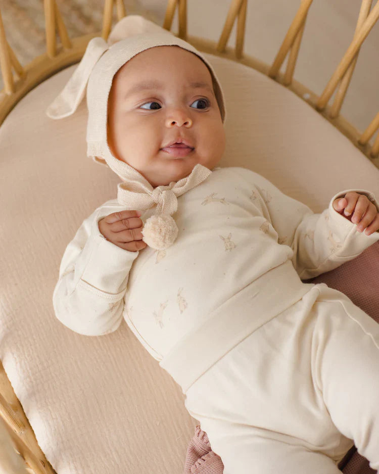 Bunny Knit Bonnet | Ecru | Quincy Mea