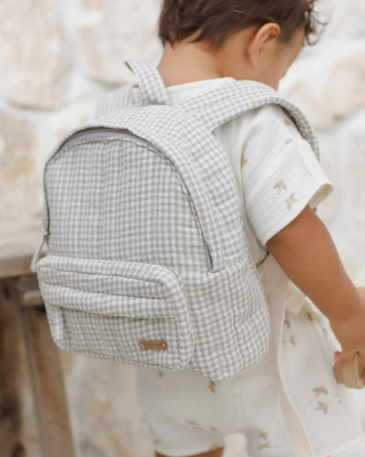 Mini Backpack| Sage Gingham | Quincy Mea