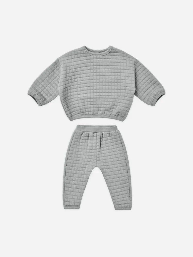 Quilted Sweater + Pant Set | Quincy Mae | Dusty Blue