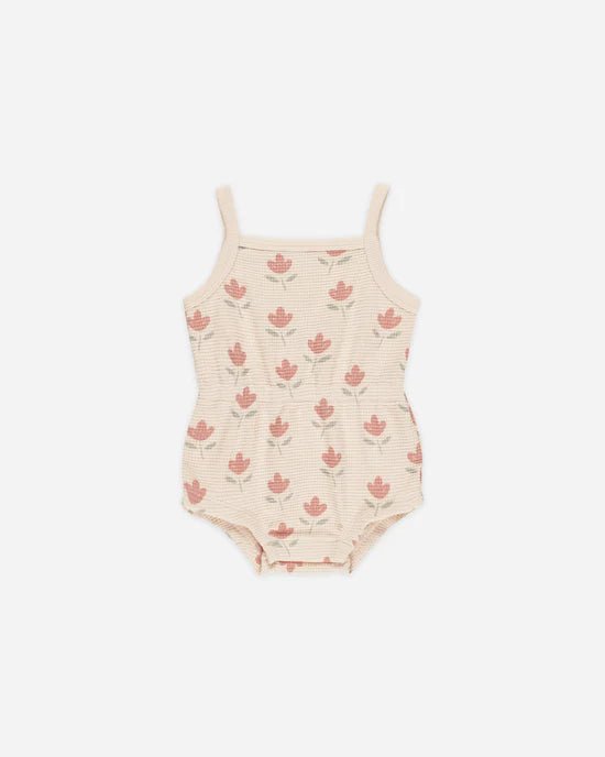 Quincy Mae Waffle Cinch Romper | Tulips - Home & Well