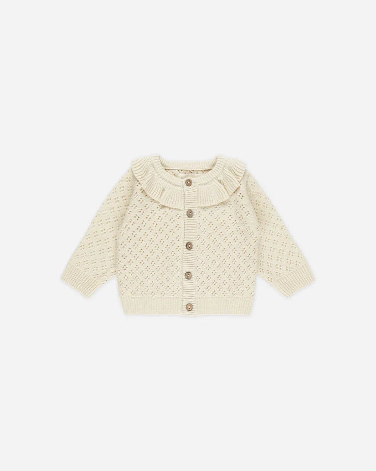 Ruffle Collar Cardigan | Natural | Quincy Mae