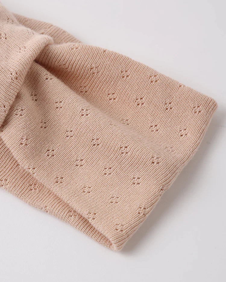 Pointelle Knotted Headband | Melon | Quincy Mea