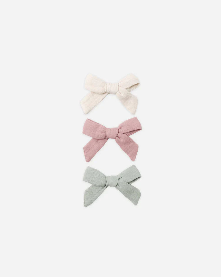 Bow W. Clip, Set Of 3 | Natural, Mauve, Sage | Quincy Mea