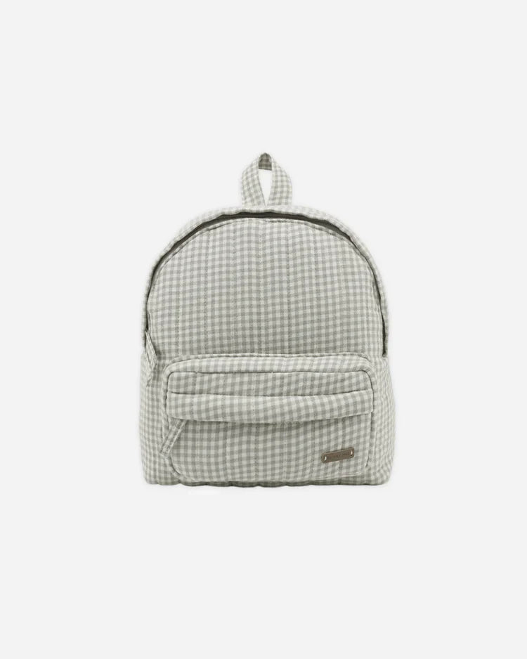 Mini Backpack| Sage Gingham | Quincy Mea